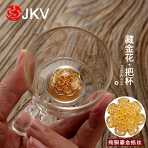 Hand-inlaid silver master tea bowl household tea set heat-resistant thickened glass product Gold Creative Kung Fu Small Cup