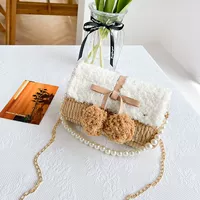 Ice Strip Khaki + молочно -белый (материальный сумка в стиле жемчуга)