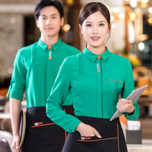 Чайный ресторан ресторан Официант обслуживание рабочего обслуживания для обслуживания длинных рукавов осень зимний торт молоко