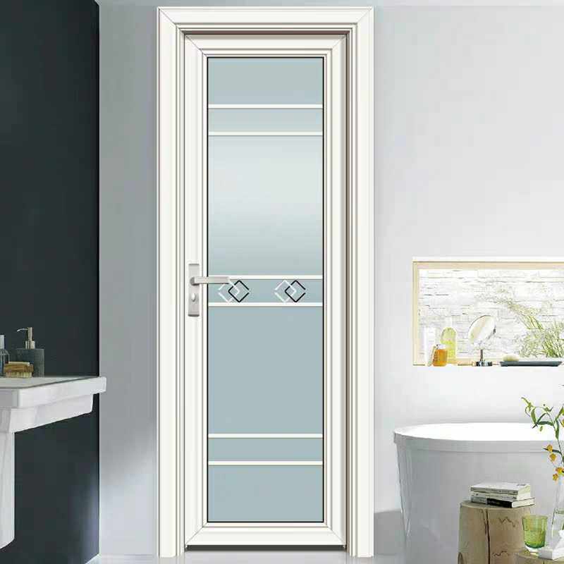 Dongguan Aluminum Alloy Sanitary Bathroom Door Bathroom Toilet Door kitchen Balcony Flat Open Tempered Glass Custom