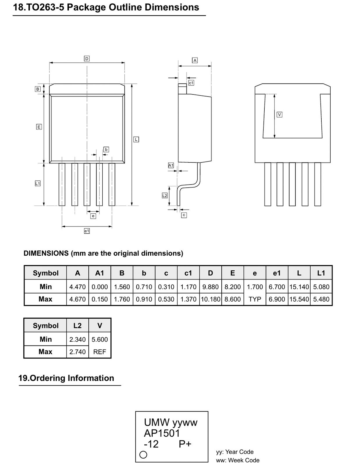 Original UMW AP1501-5.0 / 12 / ADJ TO-263-5 PWM Step-Down DC/DC-Wandler-IC – Detail 20