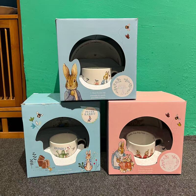 European-Style Peter Rabbit Series Three-Piece Ceramic Underglaze Color Cute Tableware Set, Cup, Bowl, Dinner Plate, Gift Box Set European-Style Peter Rabbit Series Three-Piece Ceramic Underglaze Color Cute Tableware Set, Cup, Bowl, Dinner Plate, Gift Box Set