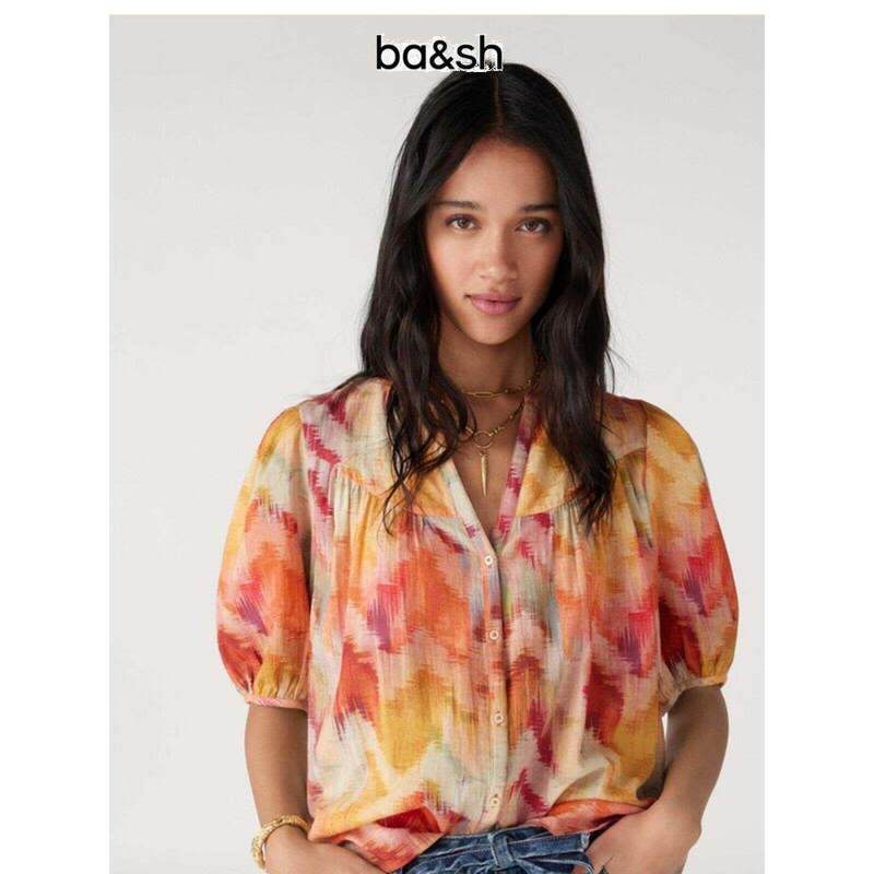 Ba&Sh 23 Summer Style Neon Gradient Print Women's Short-Sleeved Shirt
