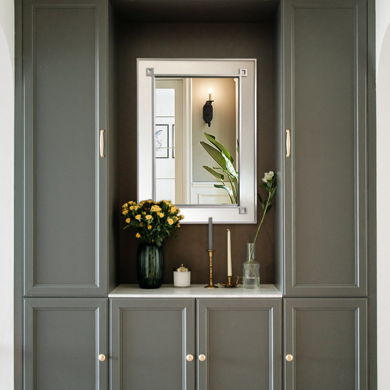 Modern Chinese Full-body Mirror Bathroom Wall-mounted Decoration Mirror Folk Hotel Square Cosmetic Mirror Custom Fireplace Mirror