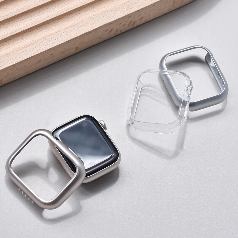 Suitable for Apple Watch S10/11 Protective Case Iwatch9/8/7/6/5/Se Colorful Protective Cover Transparent Hard Frame Watch Case S8 Ultra-Thin Candy Color 45/41mm Starlight Color