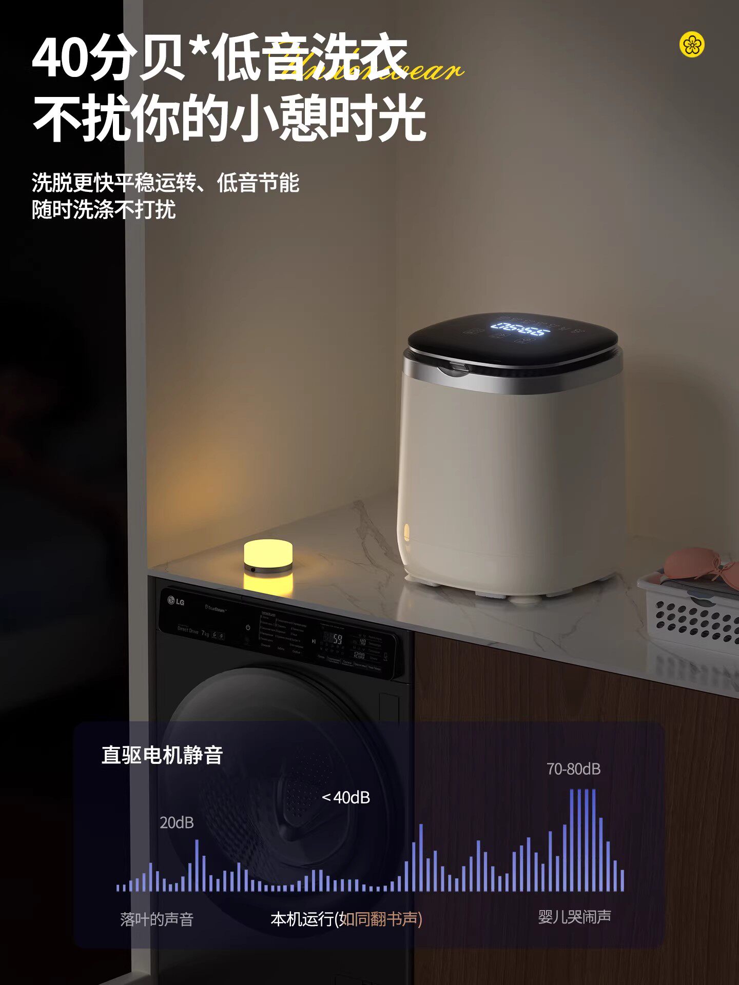 Underwear Washing Machine, Fully Automatic Washing, Drying and Drying All-In-One, Small Underwear Cleaning Machine, High Temperature Sterilization, Mini Sock Machine