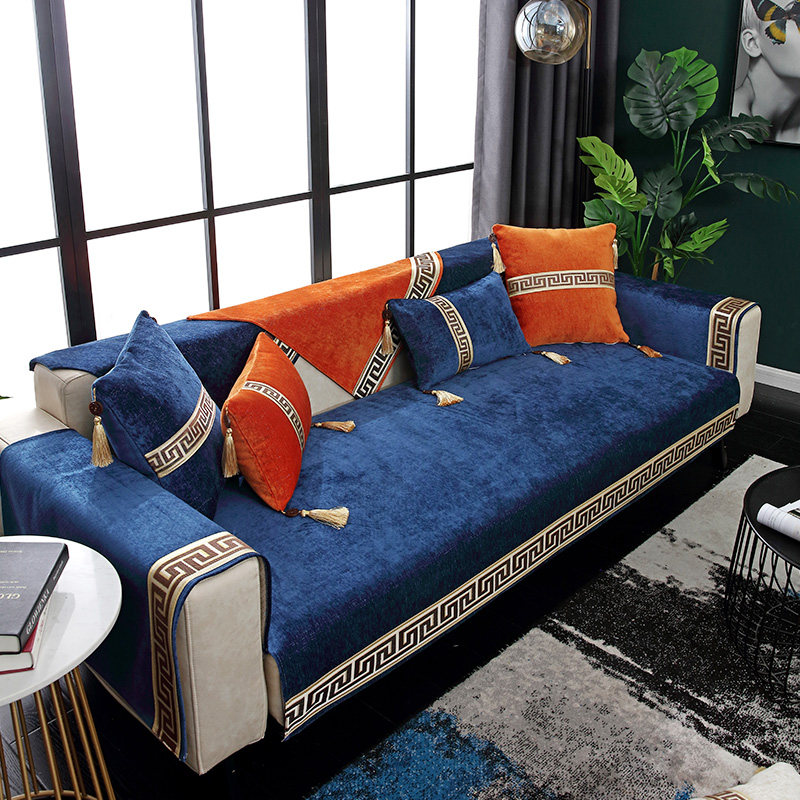Chenille four seasons sofa cushion fabric universal all-inclusive sofa cover cover towel living room non-slip new Chinese solid wood cushion