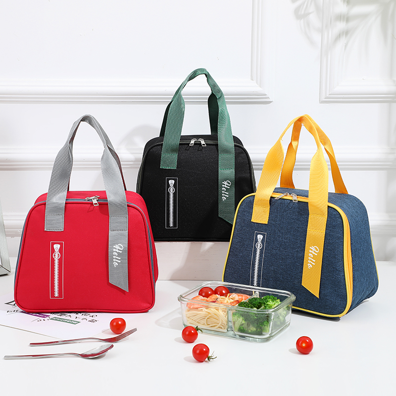 Trapezoidal bento with thickened Oxford cloth bento bag aluminum foil insulation bag large-capacity work and school tote bag rice bag