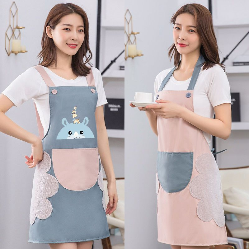Hand-wiping apron waterproof and oil-proof household kitchen women's fashion custom work clothes cute Nordic style men's apron
