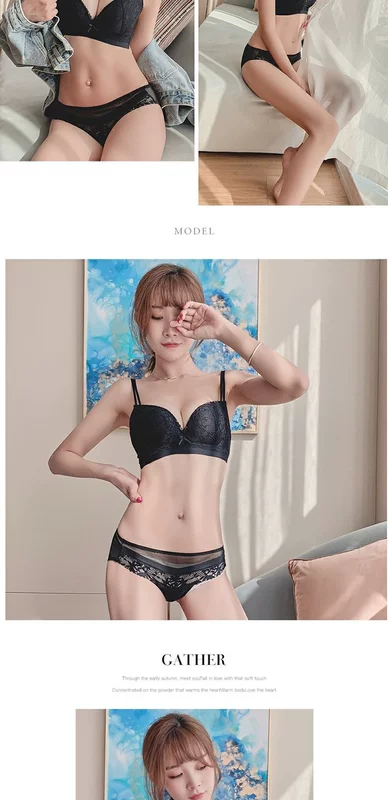 Youyoulu ngực nhỏ tập hợp ren áo ngực sexy không có vòng thép hỗ trợ trên có thể điều chỉnh bộ đồ lót cô gái sữa mẹ - Bộ đồ lót