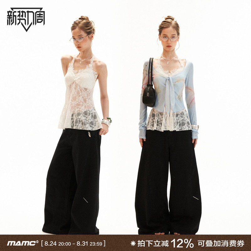 Mamc Thin Bow-Tie Long-Sleeved T-Shirt for Women 2026 Summer New Slim Fit Lace Base Top Mamc Thin Bow-Tie Long-Sleeved T-Shirt for Women 2026 Summer New Slim Fit Lace Base Top