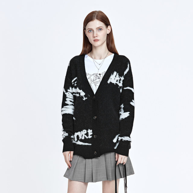 sdeer ຄໍ V ຂອງແມ່ຍິງກົງກັນຂ້າມ crochet cardigan sweater jacket cardigan ແມ່ຍິງ S21363512