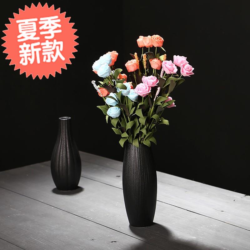 Contracted sitting room ceramic vase household zen restoring ancient ways of primitive simplicity furnishing articles dried flowers flower arrangement hydroponic flowers m black bottles