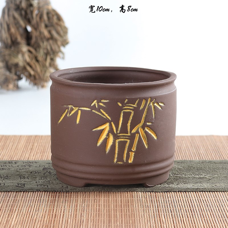 High pottery pot small courtyard rectangle creative purple sand flowerpot flower diameter have much meat of Chinese rose