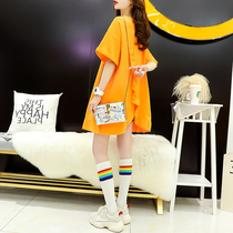 Loose maternity skirt breastfeeding short sleeve t-shirt womens long model 2021 new summer feeding coat tide mom