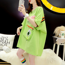 European version of large size lactation short sleeve t-shirt women Loose Medium long model 2021 new summer postpartum feeding jacket