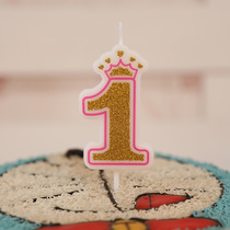 Childrens birthday digital candle cake Candle crown glitter Dessert table dress up Cartoon smoke-free creative decoration