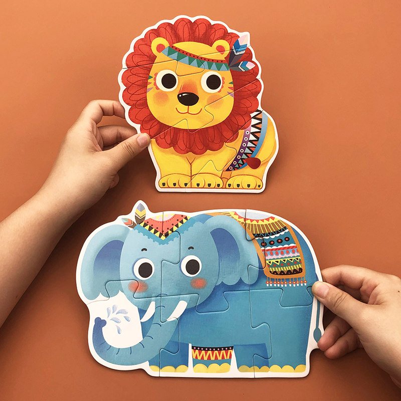 Children's big block puzzle 2 baby advanced 3-year-old boy and female cartoon animal educational parent-child transportation early education toys