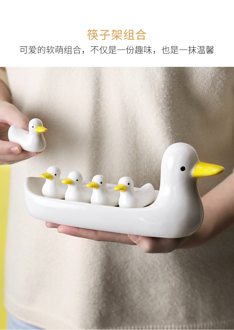 Creative Japanese ceramics tableware hand - made ceramic ducks stand chopsticks chopsticks holder frame chopsticks collection storage place