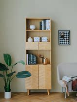 Nordic modern solid wood cupboard bookcase Japanese simple wine cabinet homestay living room storage cabinet customization