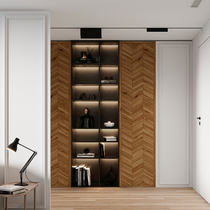 Nordic TV background wall light luxury entry porch solid wood decorative wall Wall modern simple living room screen partition