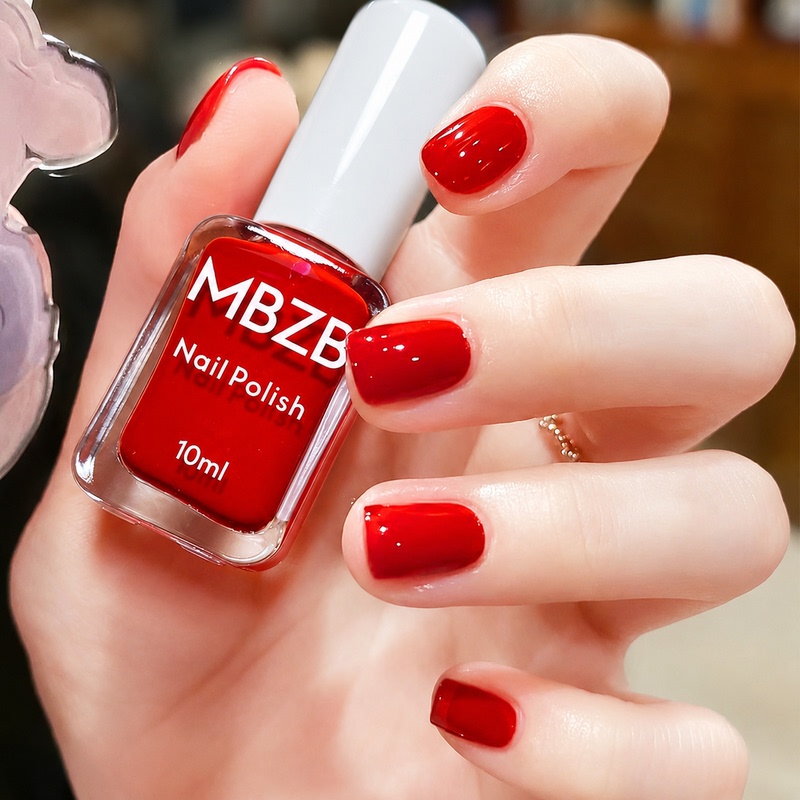 New Year's Bright Red Nail Polish Is Non-Toxic, Odorless, No-Bake, Quick-Drying, Long-Lasting, Red, Peelable and Tearable