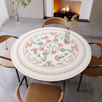 Nordic round table mat waterproof and oil-proof non-washable tablecloth leather silicone round coffee table table table top protective film