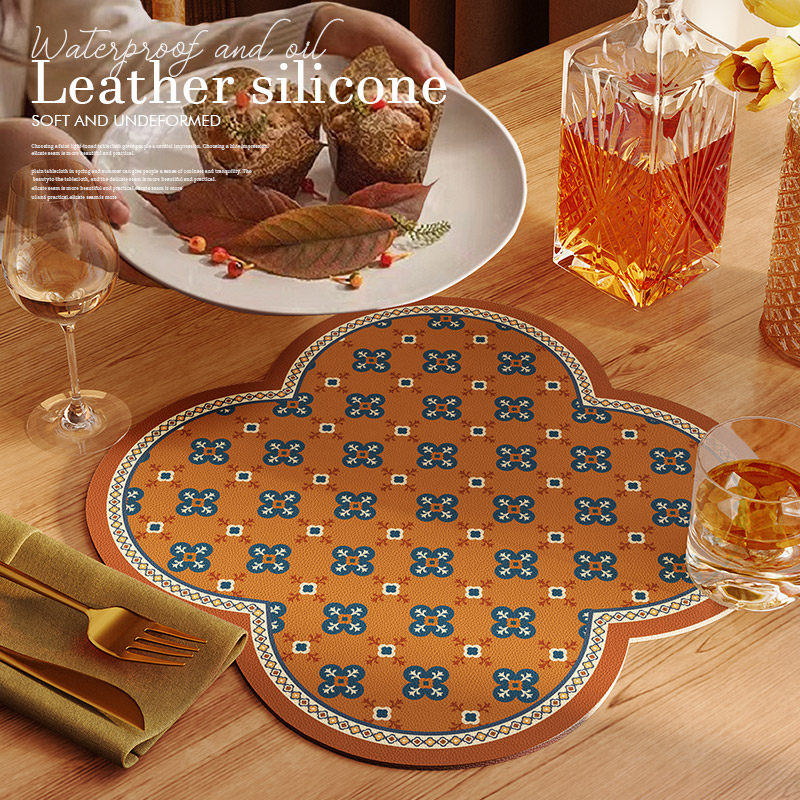American Retro Dining Mat Advanced Sensation Profiled Silicone Cup Mat Light Lavish High Face Value Waterproof Oil Proof Table Heat Insulation Mat
