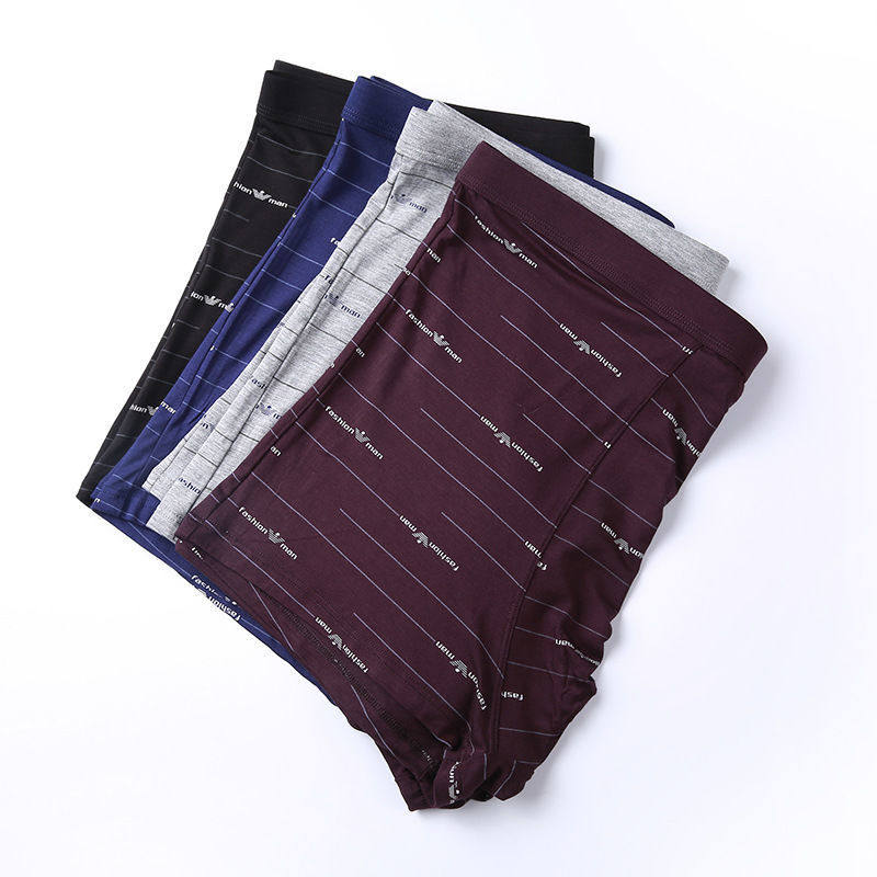 Three guns Official oversize 300 catty of men's underwear Modale Four corner pants, fattening guy with high waist and loose pants