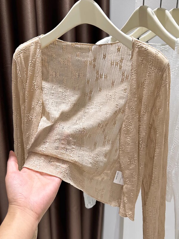 Dynamic Brother Summer Slip Dress Outerwear Shawl for Women, Thin Sun-Protective Long-Sleeve Cardigan, Ice Silk Small Jacket Top