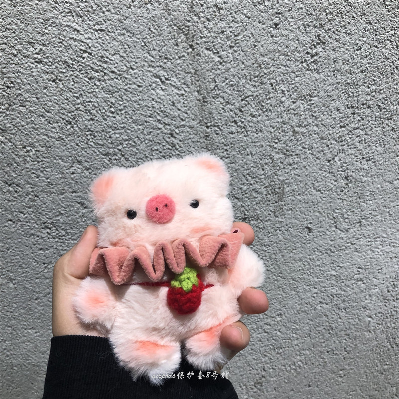 ins plush strawberry piglet airpods1 2 generation protective sleeves apply Apple pro3 generation Bluetooth headphone shell soft