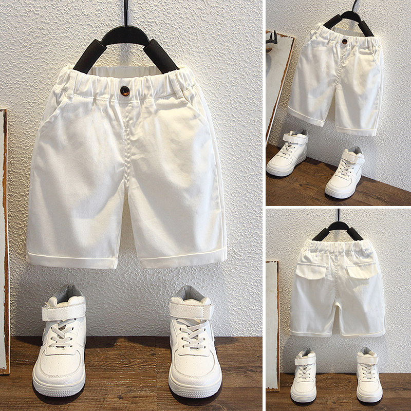 Boy White Shorts Summer Pants Summer Pants Children Casual Baby 50% Pants Outside Wearing Thin 50% Pants Tide