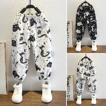 Boy anti-mosquito pants baby 2022 Summer breathable 100 Lap Cartoon Air Conditioning Pants Boy Thin Section Summer Mounted Pants Tide