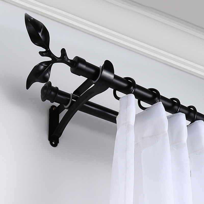 Thickened curtain rod Roman rod single rod bracket support fixed seat rod shelf support full set of double rod accessories punch type