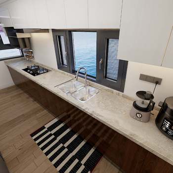 Hong kong and shenzhen cabinets, whole house custom-made french cream style u-shaped kitchen cabinets, household quartz stone custom-made kitchen cabinets in one