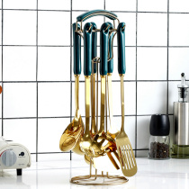 Nordic light luxury emerald kitchen full set of ceramic anti-scalding handle shovel spoon Cooking spoon Kitchenware set