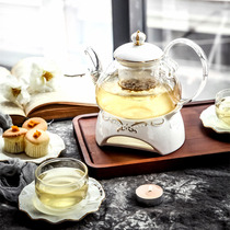 Nordic style Flower tea set Flower tea cup set Ceramic glass boiled fruit Candle Teapot English afternoon tea tea set