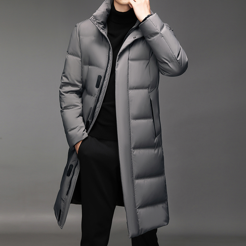 Men's Mid-Length down Jacket, Over-The-Knee, 2025 Winter New Style, Thickened, Cold-Proof, Plus Size, White Duck down Men's Coat