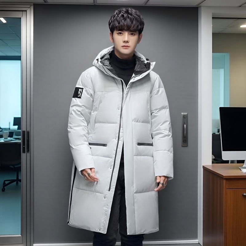 Men's Mid-Length Warm Hooded Over-The-Knee Thickened Duck down Long Winter down Jacket New Style Coat for Couples