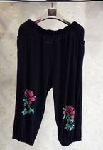 Elastic large size printed mother cropped pants women thin middle-aged and elderly leggings big fat fat people stretch summer