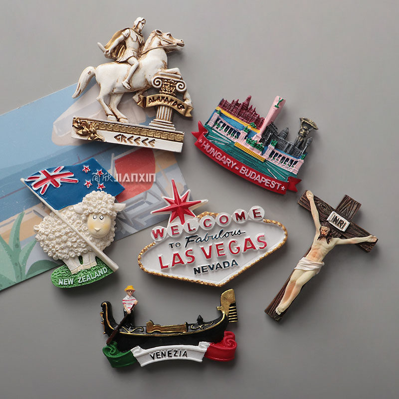 World Tourism Remembrance Fridge Sticker Magnetic Sticknet Red Solid Fridge Decoration Magnet Sticker Individuality Creative Fridge Patch