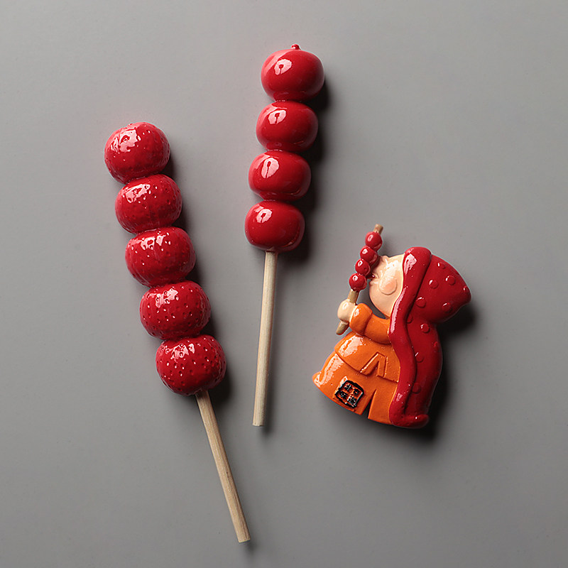 Old Beijing featured ice sugar hyacinth small man fridge stick with magnet fridge to stick with Chinese wind stickup fridge trinkets