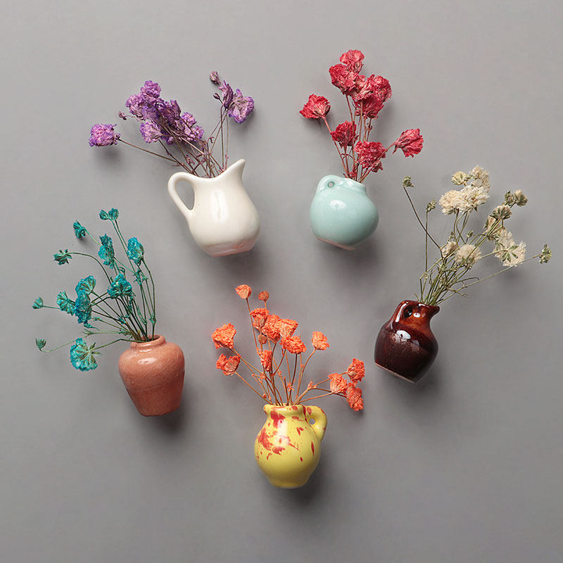 Creative Solid Personality Glass Ceramic Vase Emulated Flower Fridge Stick Magnet Fridge Diy Decoration Magnet Sticker