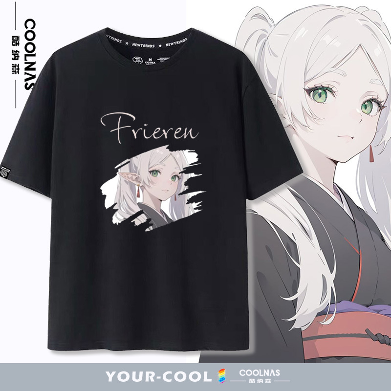 Furilian Anime Filen the Brave Japanese-Style Merchandise Two-Dimensional Short-Sleeved T-Shirt for Men and Women, Summer Top