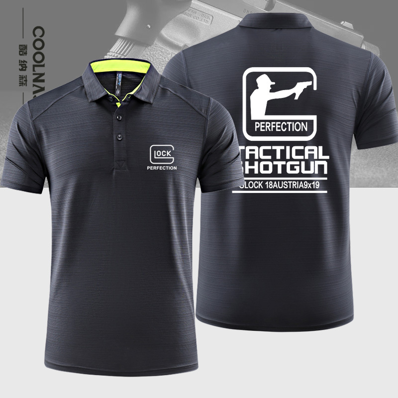 Glock Tactical Shooting Ipsc Commemorative Edition Quick-Drying Ice Silk Polo Shirt Men's Summer Business Short-Sleeve T-Shirt