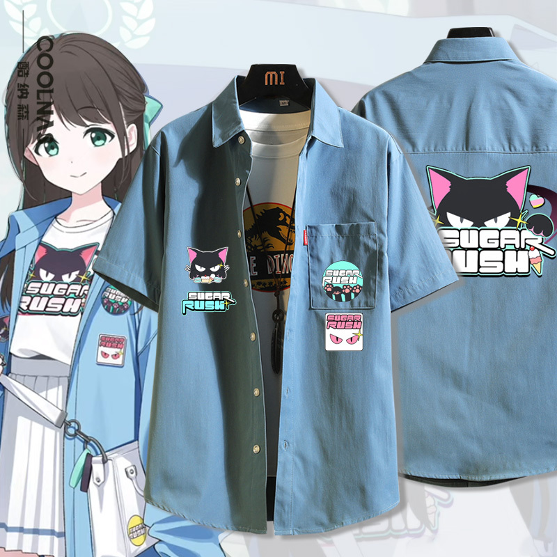 2026 New Trendy Brand Same Style Cosplay Clothing Two-Dimensional Short-Sleeved Shirt Loose Shirt for Men and Women Summer