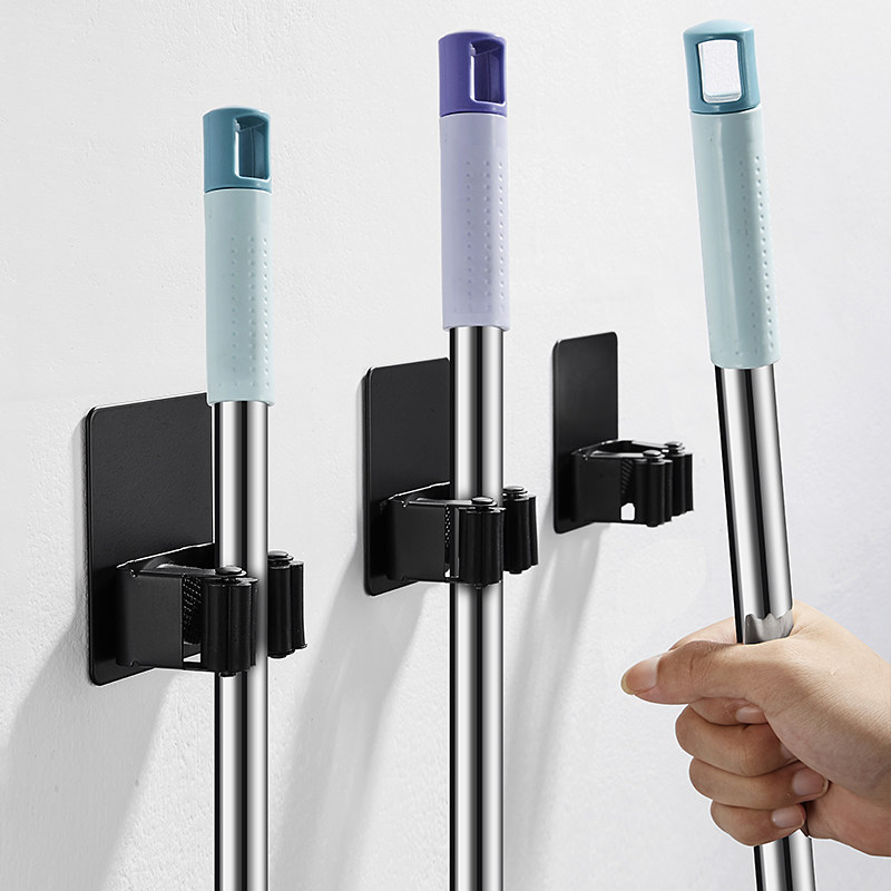 Nordic Stainless Steel Mop Hook Free of perforated dressing room Accommodating God sweep Mighty Mop Clips Wall-mounted