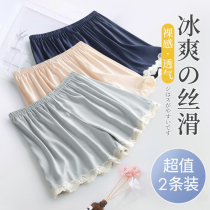 Pajama pants female Summer Ice Silk three-point home pants can be worn outside lace loose size silk Japanese home shorts thin
