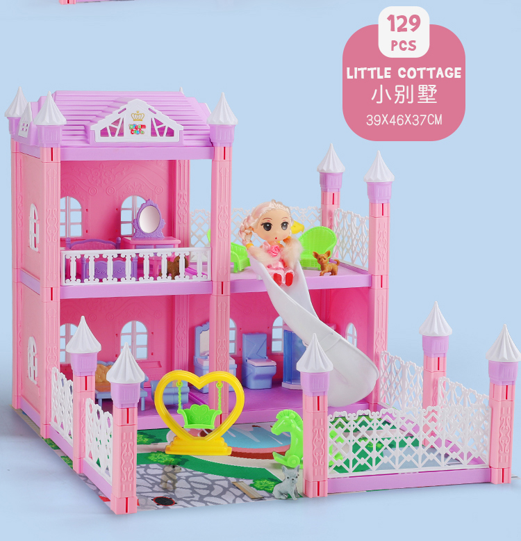Nhà công chúa trẻ em Castle đặt nhà biệt thự biệt thự Barbie búp bê nữ mới Hộp quà giả tưởng đã cài đặt đồ chơi bagnesm nhà cho búp bê nhà búp bê barbie 3 tầng
