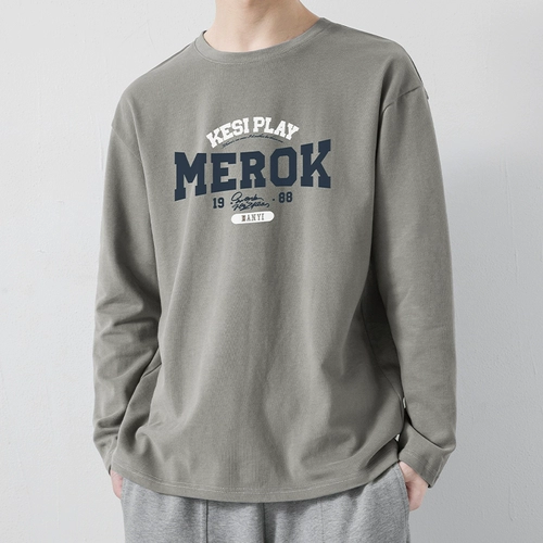 Мужская хлопковая осенняя ретро утепленный лонгслив, термобелье, в американском стиле, оверсайз